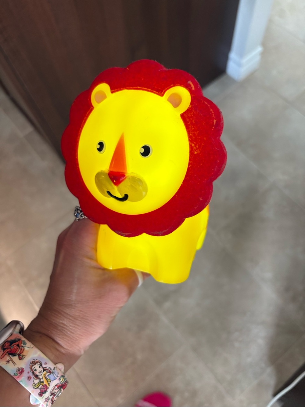 Yellow & Red Lion night light Toy - Kids Plush-Look Rattle